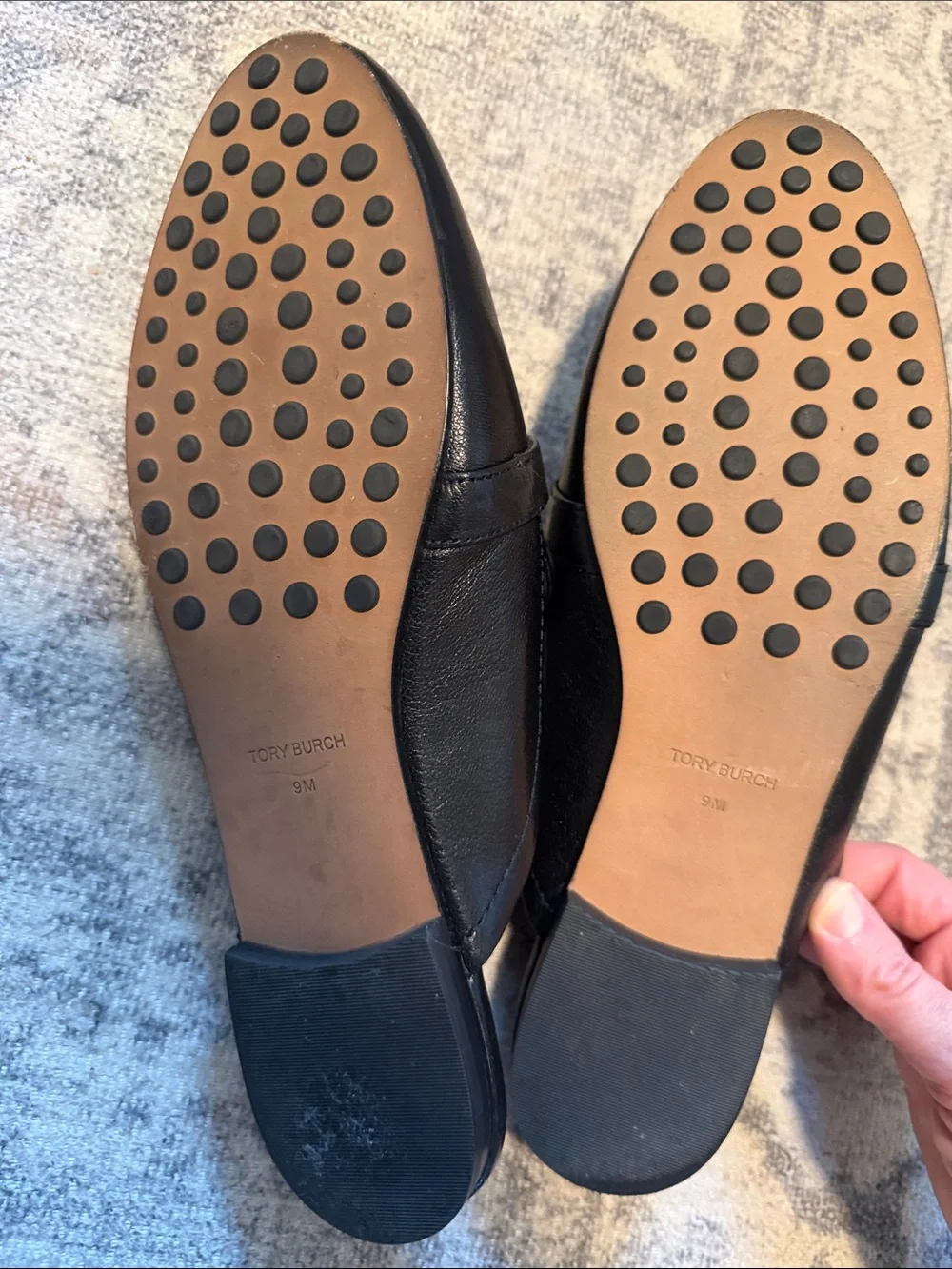 Tory Burch Georgia Backless Mule Loafer Black Leather Size 9